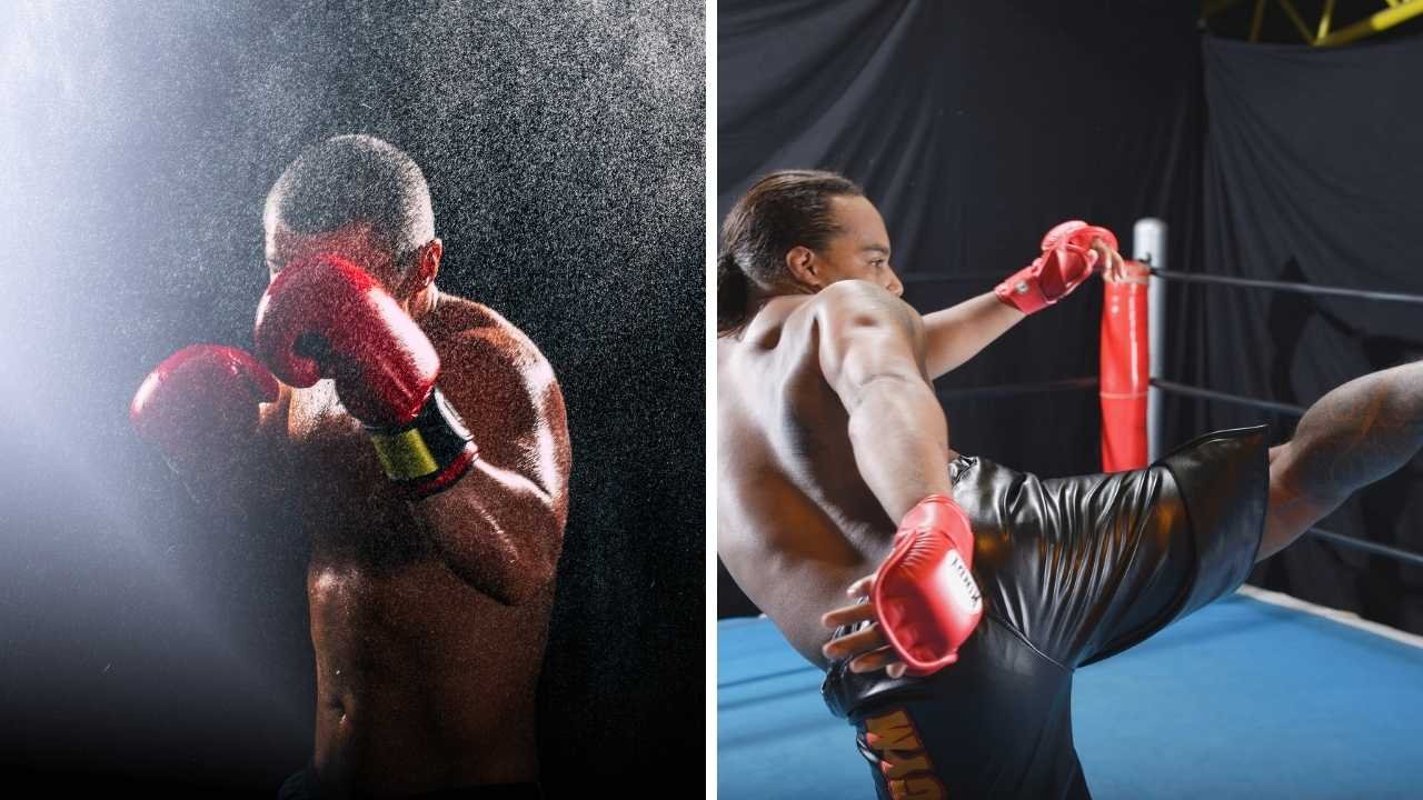 lutador de boxe e um lutador de kickboxing